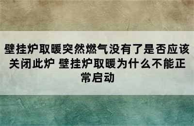 壁挂炉取暖突然燃气没有了是否应该关闭此炉 壁挂炉取暖为什么不能正常启动